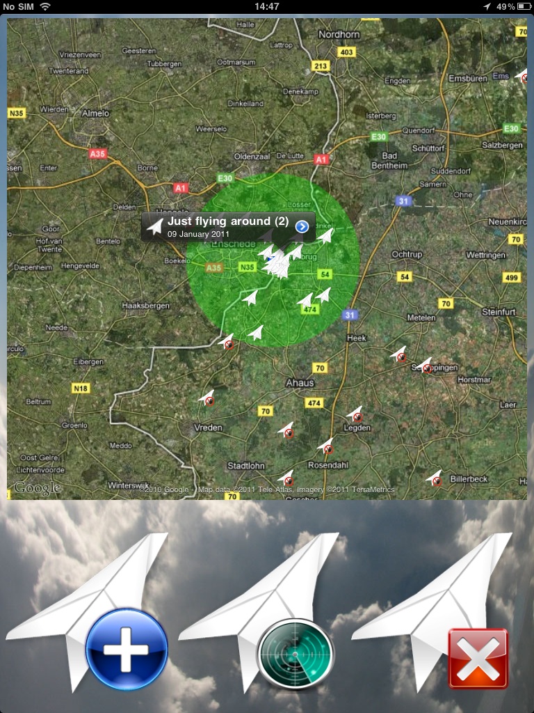 TAPP (Throw A Paper Plane) Plane map iPad