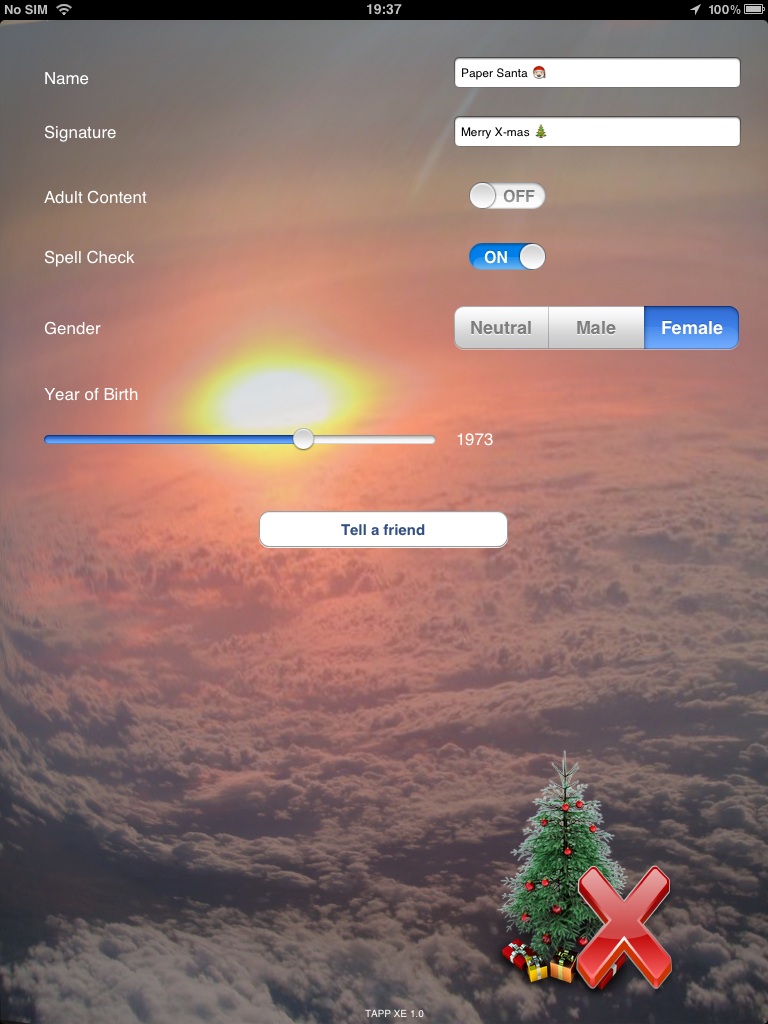 TAPP XE (Throw A X-Mas tree) Settings iPad