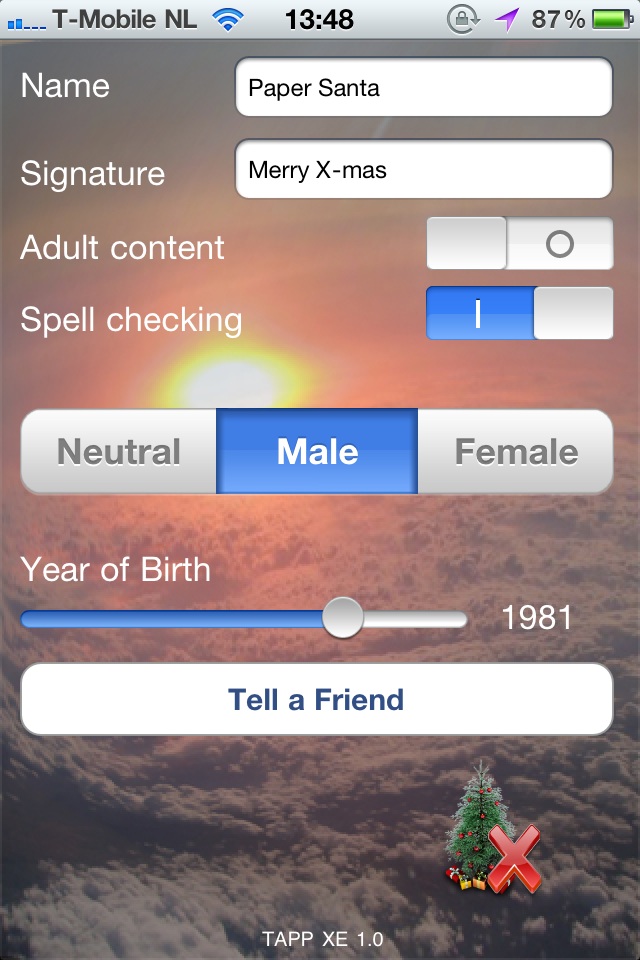 TAPP XE (Throw A X-Mas tree) Settings iPhone